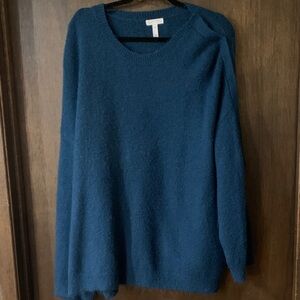 Leith Deep Blue Women's Sweater with Snaps! Size XL